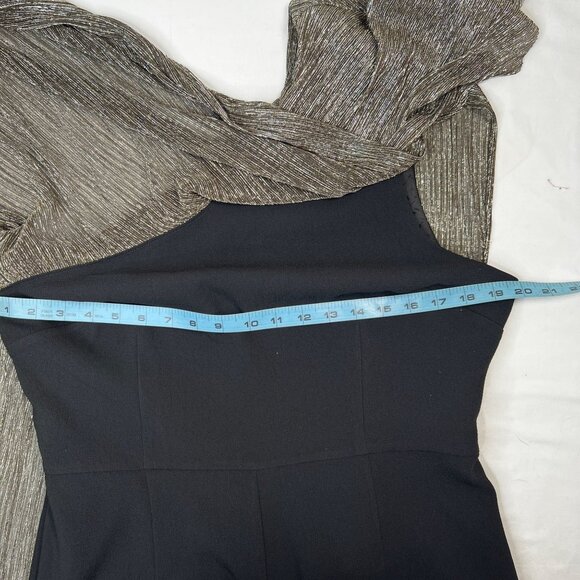 Trina Turk Eastern Luxe Koi Metallic One-Shoulder Jumpsuit Evening Gold Black 12 - Picture 7 of 16